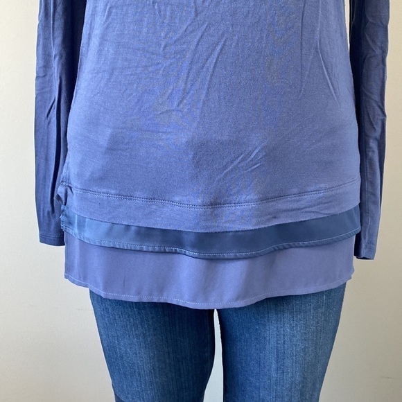 White House Black Market Ball Chain Tee Blue Long Sleeve XXS - Picture 9 of 13